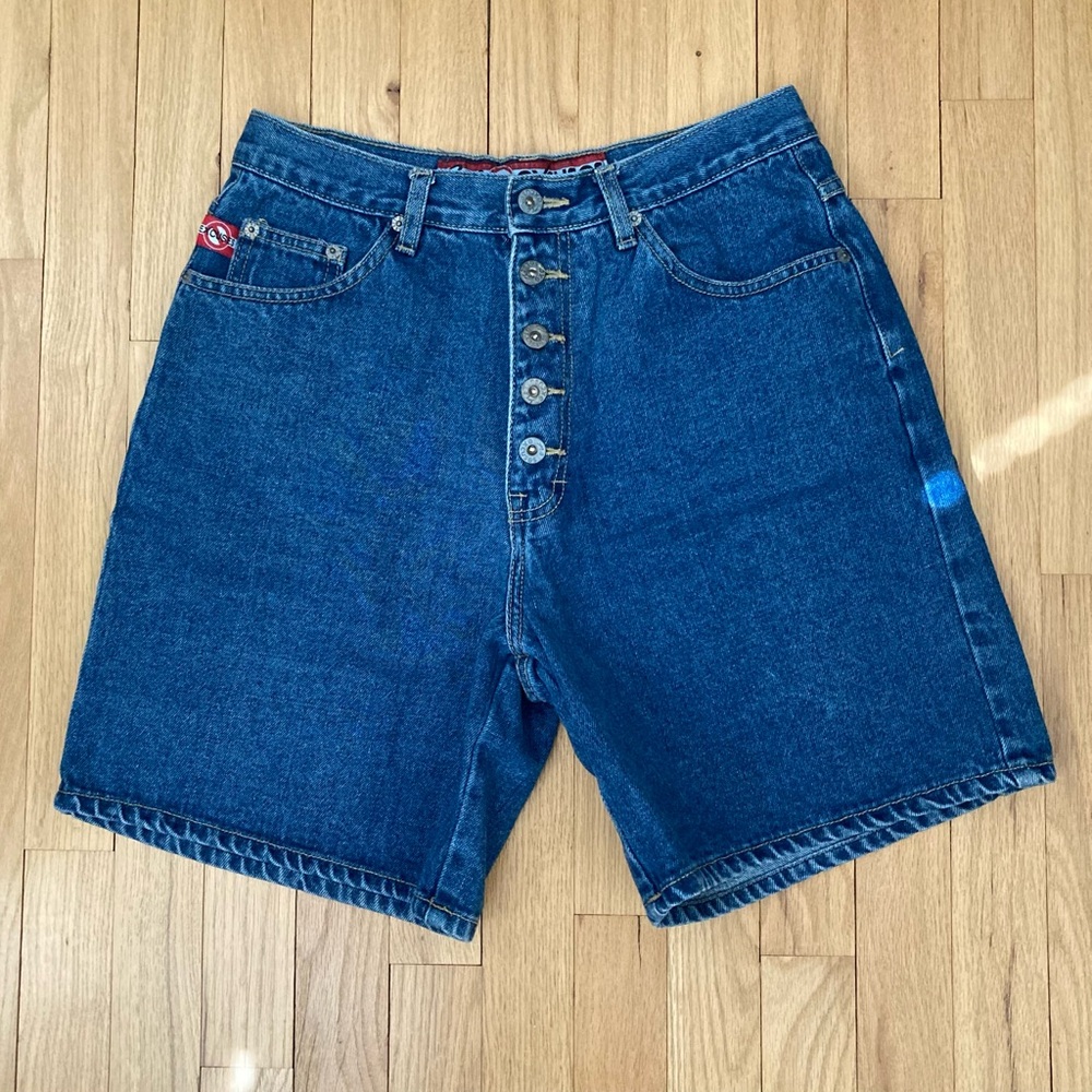 Vintage No Excuses Relaxed Fit Mid Length Denim Shorts. Button Front Size 11/12